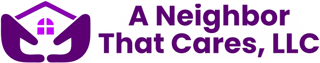 Purple logo with hands and house
